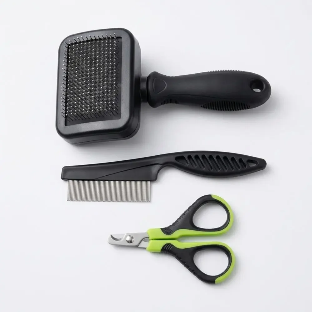 Comotech 3Pc Cat Grooming Kit Brush, Nail Clipper, Comb NIB
